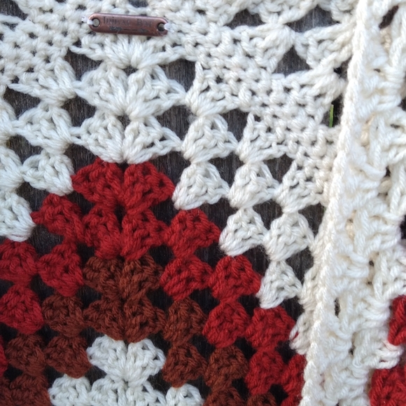 Western Boho Red Canyon Fireside Ruana Crochet by Tribal Bae - Picture 6 of 6